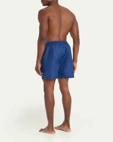 Brunello Cucinelli Men's Solid Swim Trunks with Logo | Thumbnail 3 Brunello Cucinelli Men's Solid Swim Trunks with Logo | Thumbnail 3