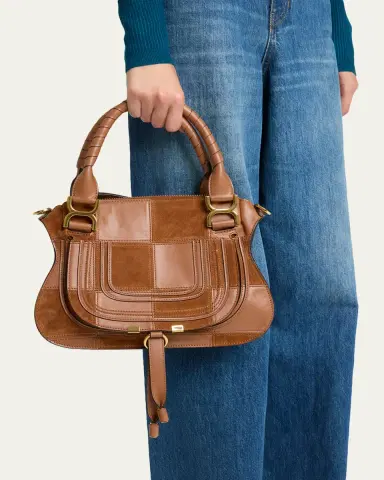 Chloé Marcie Medium Saddle Shoulder Bag in Patchwork Leather | Thumbnail 2 Chloé Marcie Medium Saddle Shoulder Bag in Patchwork Leather | Thumbnail 2