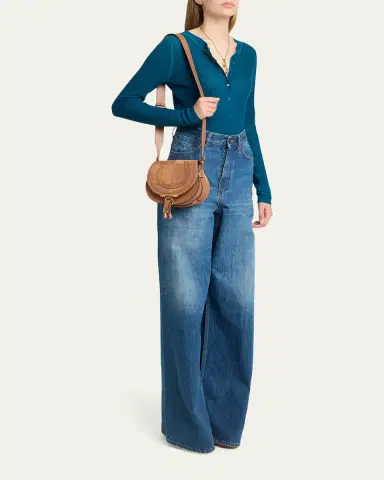 Chloé Marcie Medium Saddle Crossbody Bag in Patchwork Leather | Thumbnail 5 Chloé Marcie Medium Saddle Crossbody Bag in Patchwork Leather | Thumbnail 5