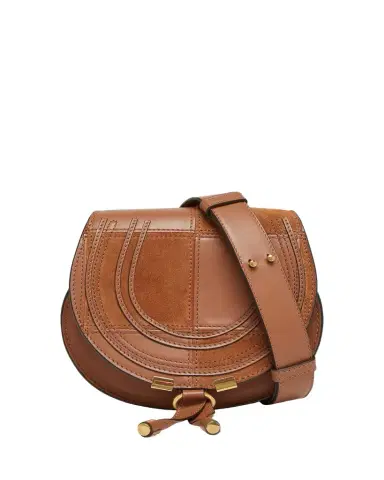 Chloé Marcie Medium Saddle Crossbody Bag in Patchwork Leather | Thumbnail 1 Chloé Marcie Medium Saddle Crossbody Bag in Patchwork Leather | Thumbnail 1