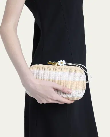 Bottega Veneta Striped Woven Rattan Clutch Bag | Thumbnail 2
