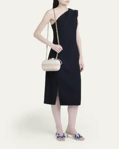 Bottega Veneta Striped Woven Rattan Clutch Bag | Thumbnail 5