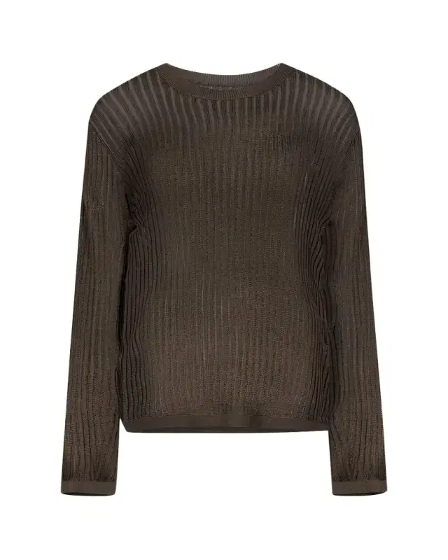 Loulou De Saison Hedora Linen Rib Crewneck Sweater