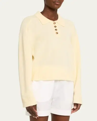 Loulou de Saison Homere Cashmere Boxy Polo Sweater | Thumbnail 4