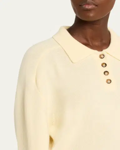 Loulou de Saison Homere Cashmere Boxy Polo Sweater | Thumbnail 5