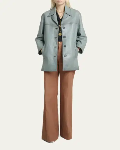 Chloé Shiny Leather Single-Breasted Coat | Thumbnail 2 Chloé Shiny Leather Single-Breasted Coat | Thumbnail 2