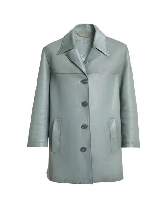 Shiny Leather Single-Breasted Coat
