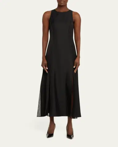 Loulou de Saison Iraka Sleeveless Silk Godet Ankle Dress | Thumbnail 2