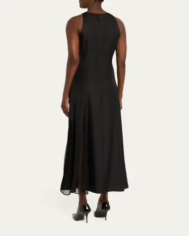 Loulou de Saison Iraka Sleeveless Silk Godet Ankle Dress | Thumbnail 3