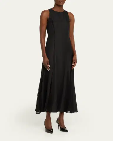Loulou de Saison Iraka Sleeveless Silk Godet Ankle Dress | Thumbnail 4