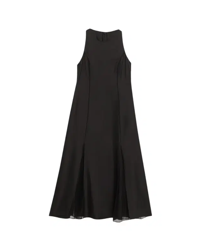 Iraka Sleeveless Silk Godet Ankle Dress