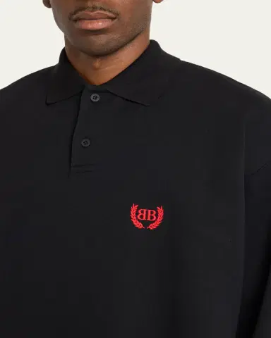 Balenciaga Men's BB-Laurel Oversized Fleece Polo Shirt | Thumbnail 5