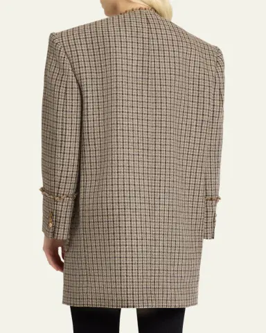 Chloé Fringed Houndstooth Wool Oversized Jacket | Thumbnail 3 Chloé Fringed Houndstooth Wool Oversized Jacket | Thumbnail 3