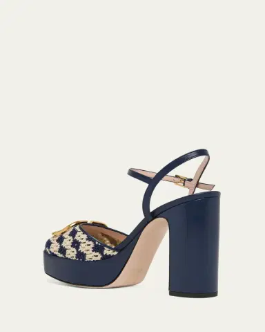 Valentino Garavani 115mm VLogo Crochet and Leather Platform Sandals | Thumbnail 4 Valentino Garavani 115mm VLogo Crochet and Leather Platform Sandals | Thumbnail 4