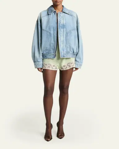 Saint Laurent Oversized Denim Zip Shirt Jacket | Thumbnail 2 Saint Laurent Oversized Denim Zip Shirt Jacket | Thumbnail 2