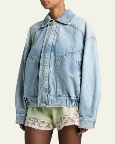 Saint Laurent Oversized Denim Zip Shirt Jacket | Thumbnail 4 Saint Laurent Oversized Denim Zip Shirt Jacket | Thumbnail 4