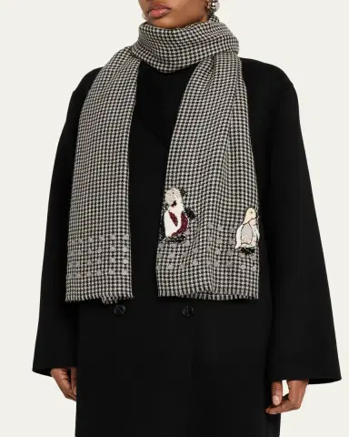Janavi India Polka Penguin Embroidered Cashmere Shawl | Thumbnail 3