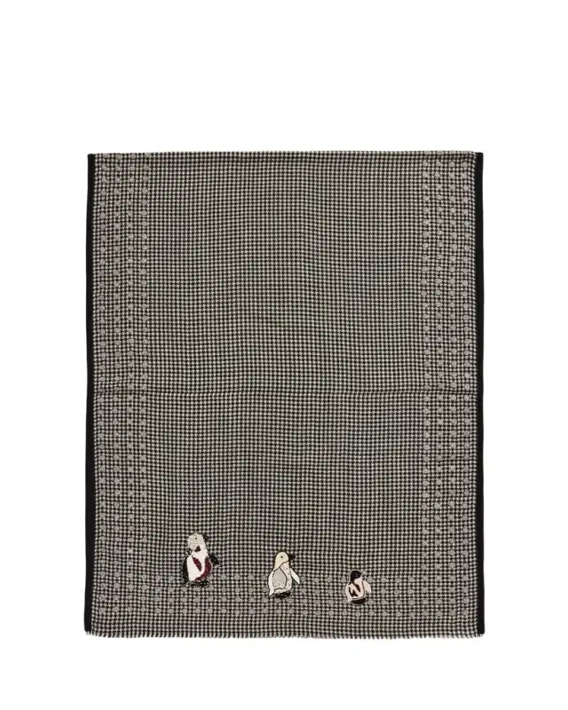 Polka Penguin Embroidered Cashmere Shawl