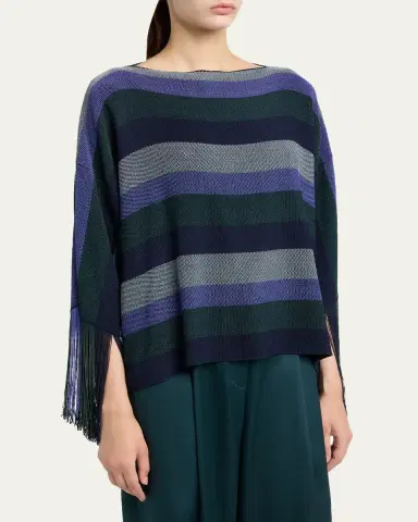 Giorgio Armani Striped Fringe Oversized Sweater | Thumbnail 4 Giorgio Armani Striped Fringe Oversized Sweater | Thumbnail 4
