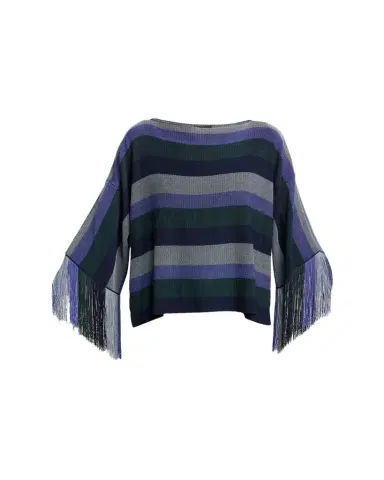 Giorgio Armani Striped Fringe Oversized Sweater | Thumbnail 1 Giorgio Armani Striped Fringe Oversized Sweater | Thumbnail 1