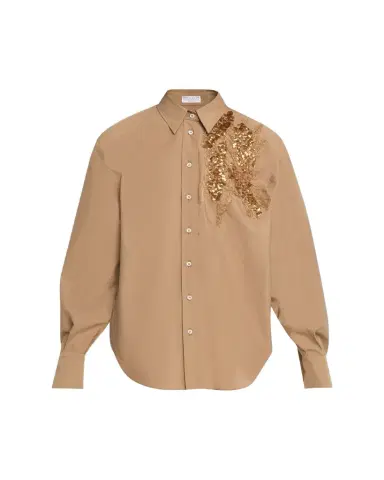 Brunello Cucinelli Halo Effect Embroidered Cotton-Blend Shirt | Thumbnail 1 Brunello Cucinelli Halo Effect Embroidered Cotton-Blend Shirt | Thumbnail 1