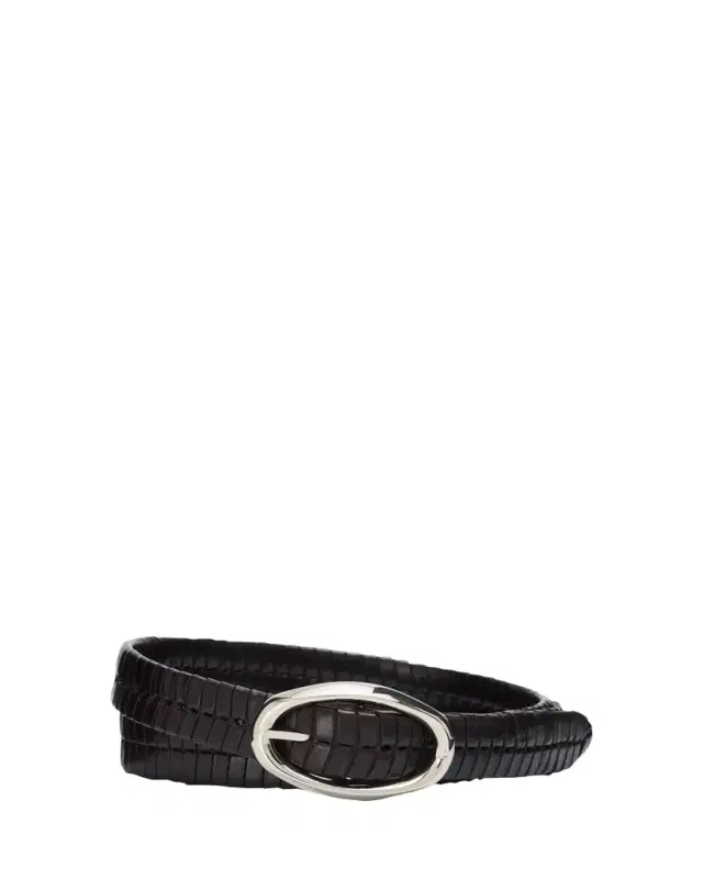 Brunello Cucinelli Men's Chevron-Effect Braided Leather Belt