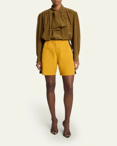 Saint Laurent Side-Stripe Cotton Pull-On Shorts | Thumbnail 2 Saint Laurent Side-Stripe Cotton Pull-On Shorts | Thumbnail 2