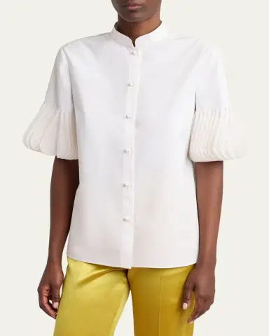 Valentino Garavani Embellished Elbow-Sleeve Shirt | Thumbnail 4 Valentino Garavani Embellished Elbow-Sleeve Shirt | Thumbnail 4