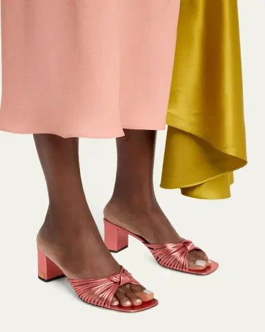 Valentino Garavani 60mm Metallic Nappa Leather Mule Sandals | Thumbnail 2 Valentino Garavani 60mm Metallic Nappa Leather Mule Sandals | Thumbnail 2