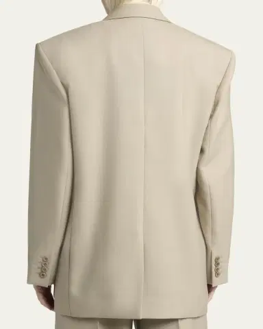 Saint Laurent Single-Breasted Oversized Wool-Silk Blazer Jacket | Thumbnail 3 Saint Laurent Single-Breasted Oversized Wool-Silk Blazer Jacket | Thumbnail 3