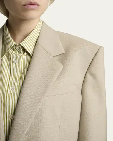 Saint Laurent Single-Breasted Oversized Wool-Silk Blazer Jacket | Thumbnail 5 Saint Laurent Single-Breasted Oversized Wool-Silk Blazer Jacket | Thumbnail 5