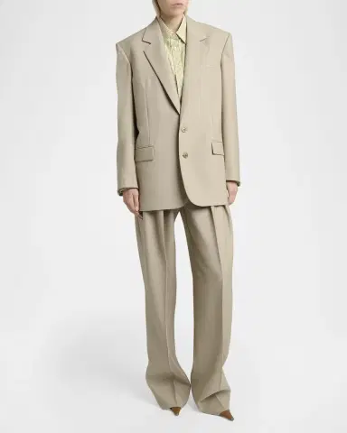 Saint Laurent Single-Breasted Oversized Wool-Silk Blazer Jacket | Thumbnail 6 Saint Laurent Single-Breasted Oversized Wool-Silk Blazer Jacket | Thumbnail 6