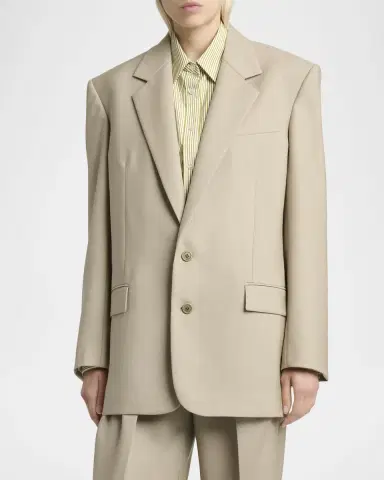 Saint Laurent Single-Breasted Oversized Wool-Silk Blazer Jacket | Thumbnail 8 Saint Laurent Single-Breasted Oversized Wool-Silk Blazer Jacket | Thumbnail 8