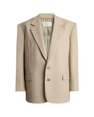 Saint Laurent Single-Breasted Oversized Wool-Silk Blazer Jacket | Thumbnail 1 Saint Laurent Single-Breasted Oversized Wool-Silk Blazer Jacket | Thumbnail 1