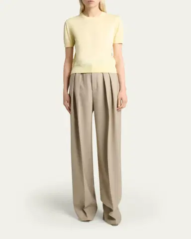 Saint Laurent Wool-Cashmere Short-Sleeve Top | Thumbnail 2