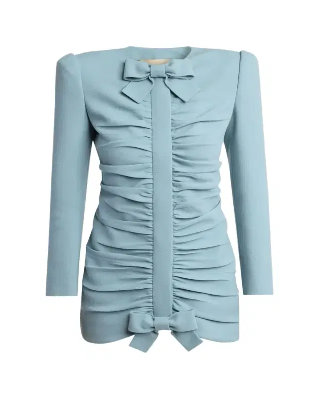 Ruched Bow-Embellished Bodycon Mini Dress