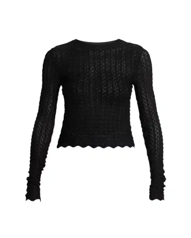 Saint Laurent Diamond Open-Knit Long-Sleeve Top | Thumbnail 1