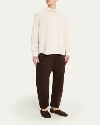 LEMAIRE Men's Viscose and Wool Relaxed-Fit Button-Down Shirt | Thumbnail 2
