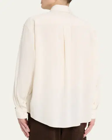 LEMAIRE Men's Viscose and Wool Relaxed-Fit Button-Down Shirt | Thumbnail 3
