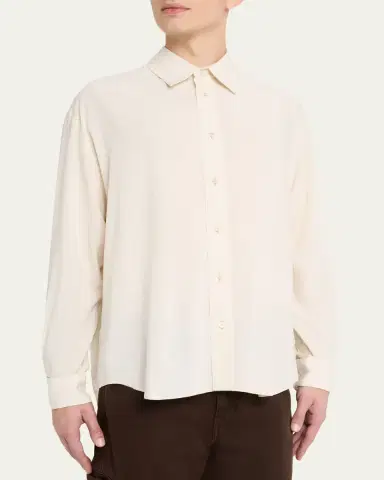 LEMAIRE Men's Viscose and Wool Relaxed-Fit Button-Down Shirt | Thumbnail 4