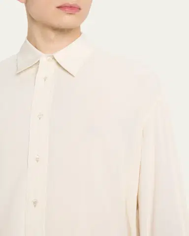 LEMAIRE Men's Viscose and Wool Relaxed-Fit Button-Down Shirt | Thumbnail 5