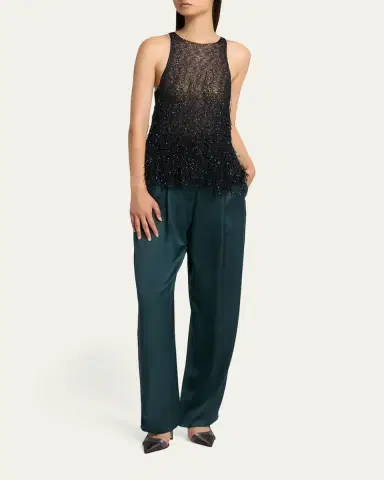 Giorgio Armani Sleeveless Beaded Fringe Knit Top | Thumbnail 2