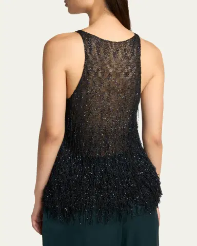 Giorgio Armani Sleeveless Beaded Fringe Knit Top | Thumbnail 3