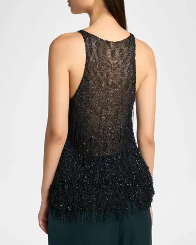 Giorgio Armani Sleeveless Beaded Fringe Knit Top | Thumbnail 7