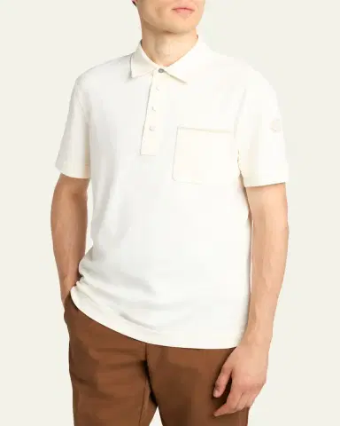 Moncler Men's Short-Sleeve Cotton Pique Polo Shirt | Thumbnail 4