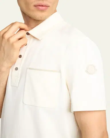 Moncler Men's Short-Sleeve Cotton Pique Polo Shirt | Thumbnail 5