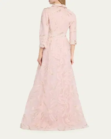 Rickie Freeman for Teri Jon Metallic Organza Jacquard Shirt Gown | Thumbnail 3 Rickie Freeman for Teri Jon Metallic Organza Jacquard Shirt Gown | Thumbnail 3