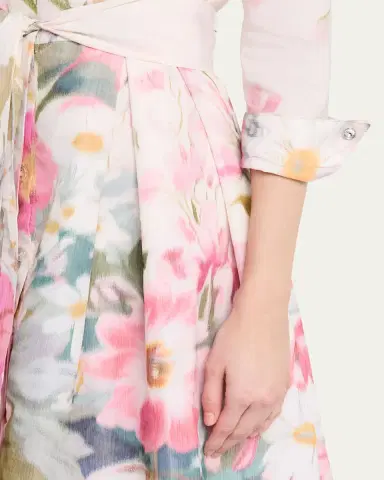 Rickie Freeman for Teri Jon Floral-Print Taffeta Midi Shirtdress | Thumbnail 5 Rickie Freeman for Teri Jon Floral-Print Taffeta Midi Shirtdress | Thumbnail 5