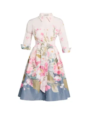 Rickie Freeman for Teri Jon Floral-Print Taffeta Midi Shirtdress | Thumbnail 1 Rickie Freeman for Teri Jon Floral-Print Taffeta Midi Shirtdress | Thumbnail 1