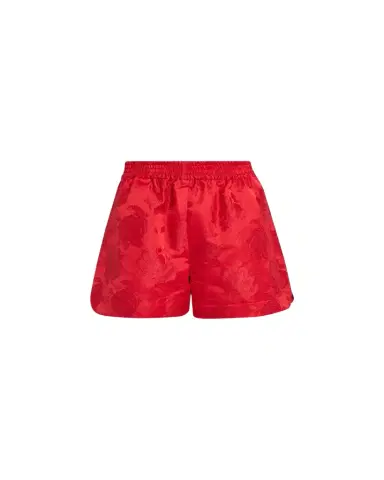 Simone Rocha Men's Red Satin Rose Split Hem Shorts | Thumbnail 1